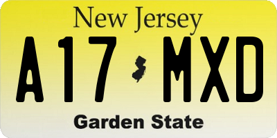 NJ license plate A17MXD