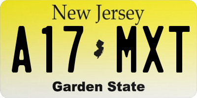 NJ license plate A17MXT