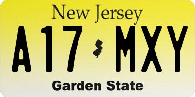 NJ license plate A17MXY
