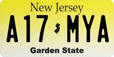 NJ license plate A17MYA