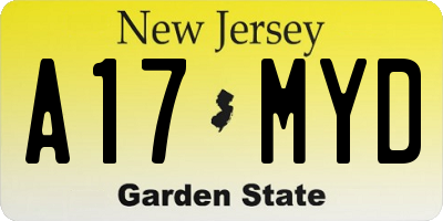 NJ license plate A17MYD