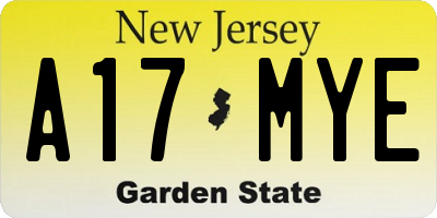NJ license plate A17MYE