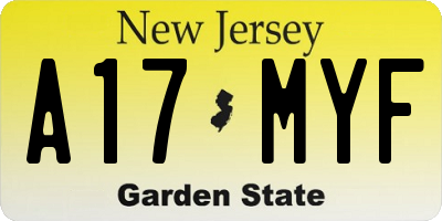 NJ license plate A17MYF