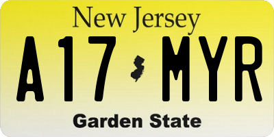 NJ license plate A17MYR