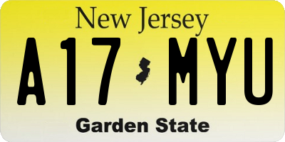 NJ license plate A17MYU