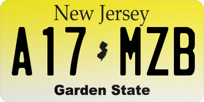 NJ license plate A17MZB
