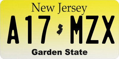 NJ license plate A17MZX