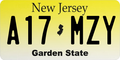 NJ license plate A17MZY