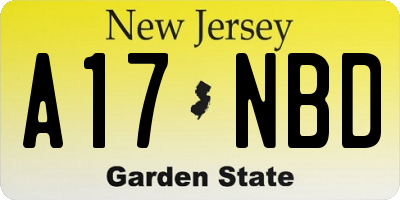 NJ license plate A17NBD