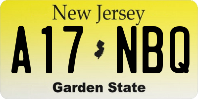 NJ license plate A17NBQ
