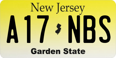 NJ license plate A17NBS