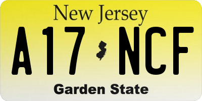 NJ license plate A17NCF