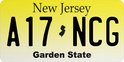 NJ license plate A17NCG