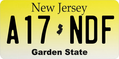NJ license plate A17NDF