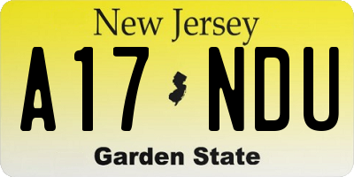 NJ license plate A17NDU