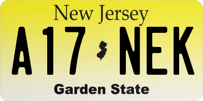 NJ license plate A17NEK