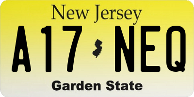 NJ license plate A17NEQ