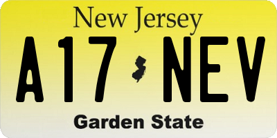 NJ license plate A17NEV