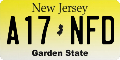NJ license plate A17NFD