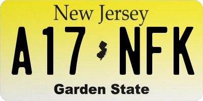 NJ license plate A17NFK