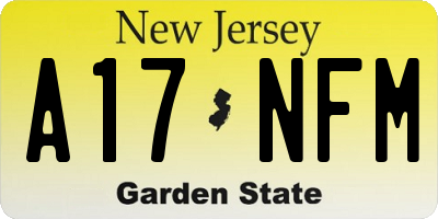 NJ license plate A17NFM