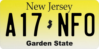 NJ license plate A17NFO