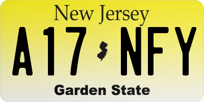 NJ license plate A17NFY