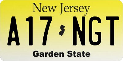 NJ license plate A17NGT