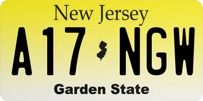 NJ license plate A17NGW