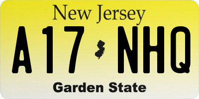 NJ license plate A17NHQ