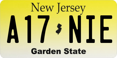NJ license plate A17NIE