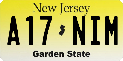 NJ license plate A17NIM