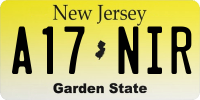 NJ license plate A17NIR