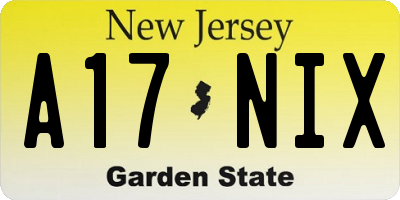 NJ license plate A17NIX