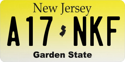 NJ license plate A17NKF