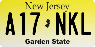 NJ license plate A17NKL