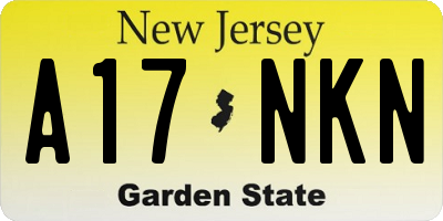 NJ license plate A17NKN