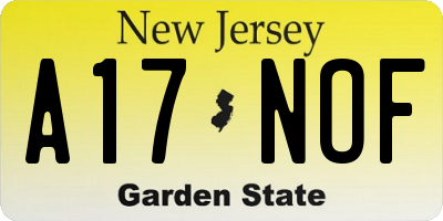 NJ license plate A17NOF
