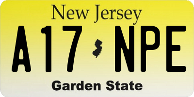 NJ license plate A17NPE