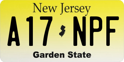 NJ license plate A17NPF