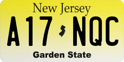 NJ license plate A17NQC
