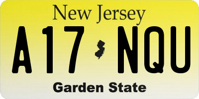 NJ license plate A17NQU