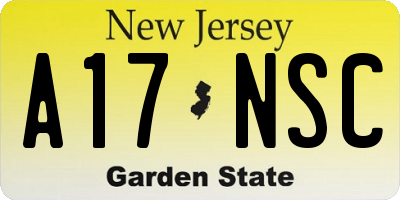 NJ license plate A17NSC