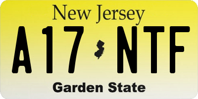 NJ license plate A17NTF