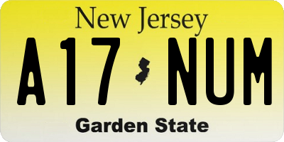 NJ license plate A17NUM