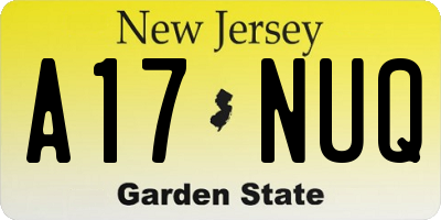NJ license plate A17NUQ