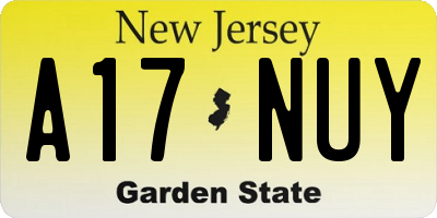 NJ license plate A17NUY