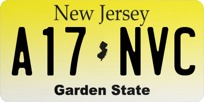 NJ license plate A17NVC