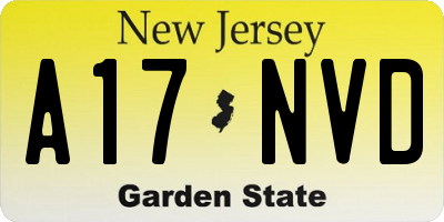 NJ license plate A17NVD