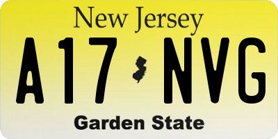 NJ license plate A17NVG